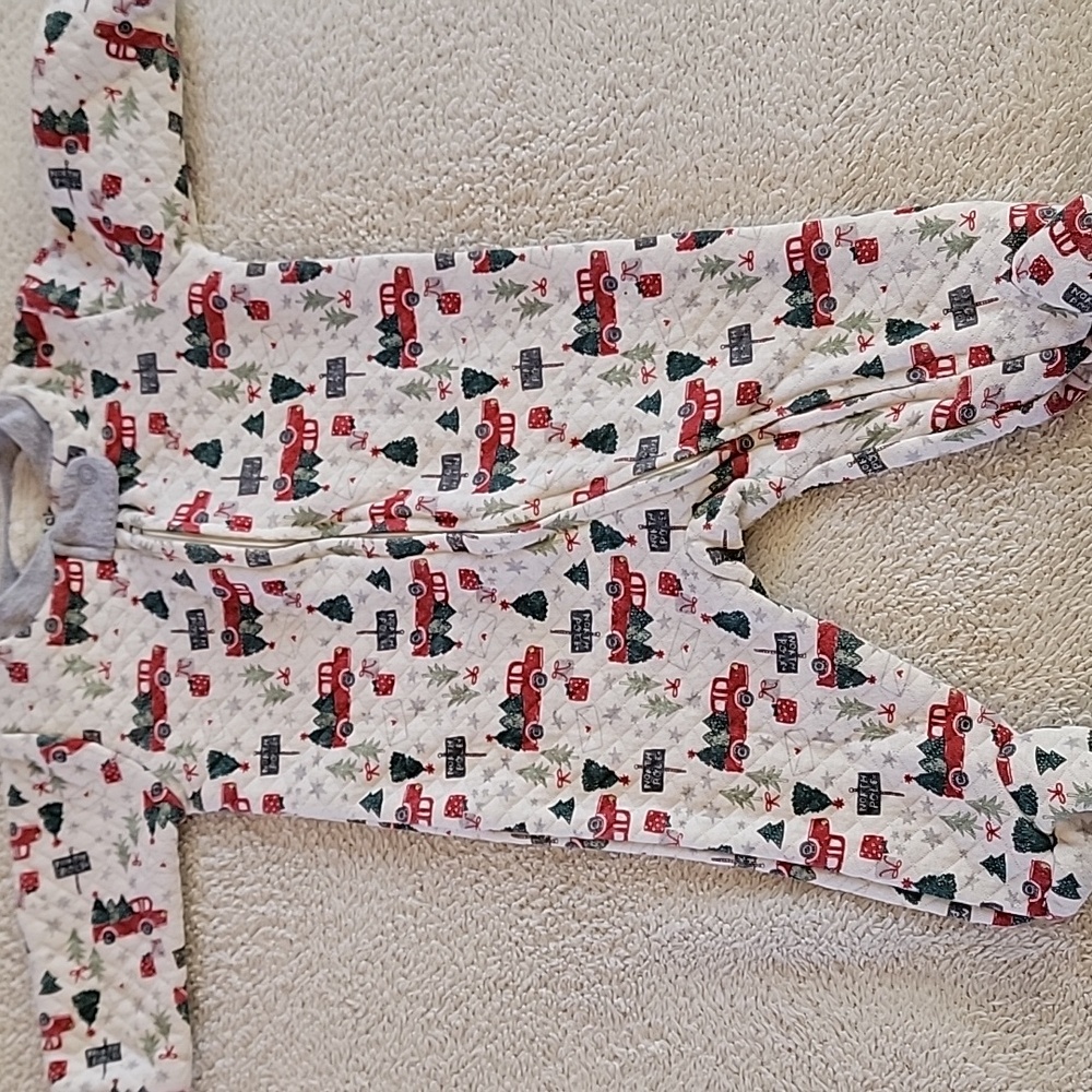 Chick Pea Gray and Red Baby Christmas Onesie Pajama 3 -6 Mos